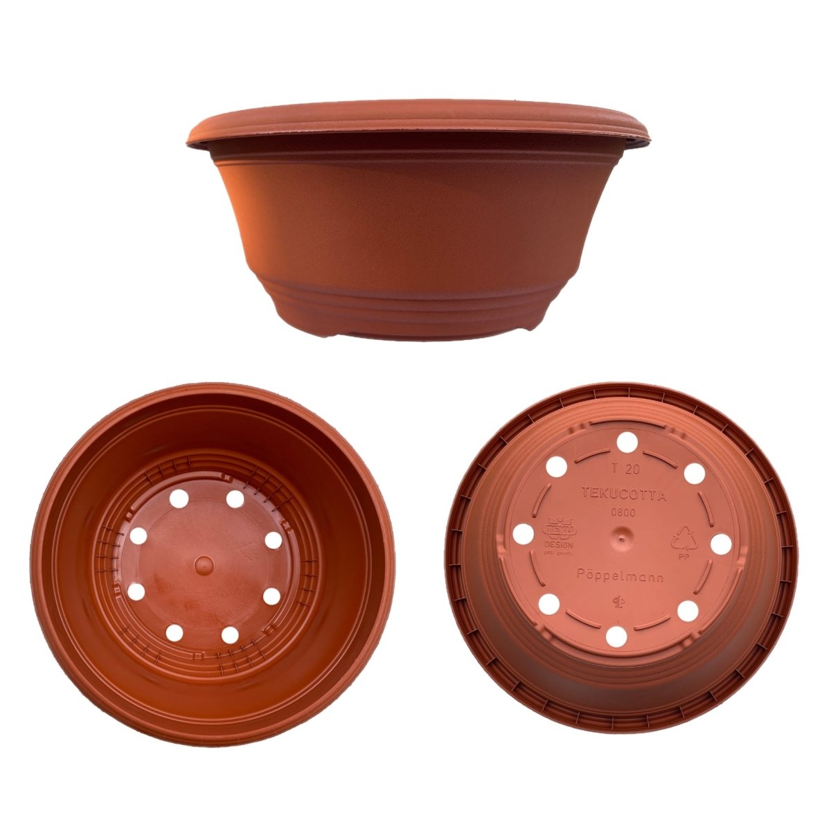 Teku T20 Bulb Bowls 20cm Diameter Plastic Terracotta Colour | Pack of Ten