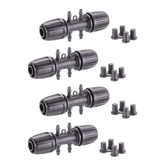 1/2-Inch Hose Connector with 4 x 1/4-Inch Outlets | Pack of 4