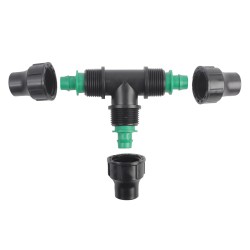 3-Way Tee 1/2-Inch Threaded Nut Lock Irrigation Connector. Pack of 2 3-Way Tee 1/2-Inch Threaded Nut Lock Irrigation Connector. Pack of 2