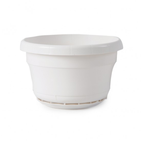 White Liliane Small Hanging Pots With Non-Detachable Drip Trays x 10