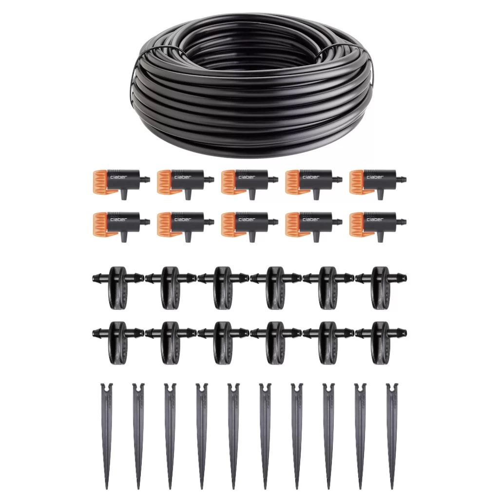 Claber Rainjet Drops 20-Pot Drip Irrigation Kit - Adjustable Watering Nozzles For Pots & Beds