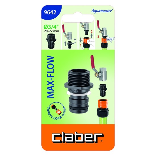 Claber 9642 Max-Flow Threaded Adapter