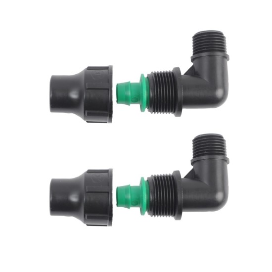 Pop Up Sprinkler 1/2-Inch Threaded Nut Lock Elbow Connector Pack of 2